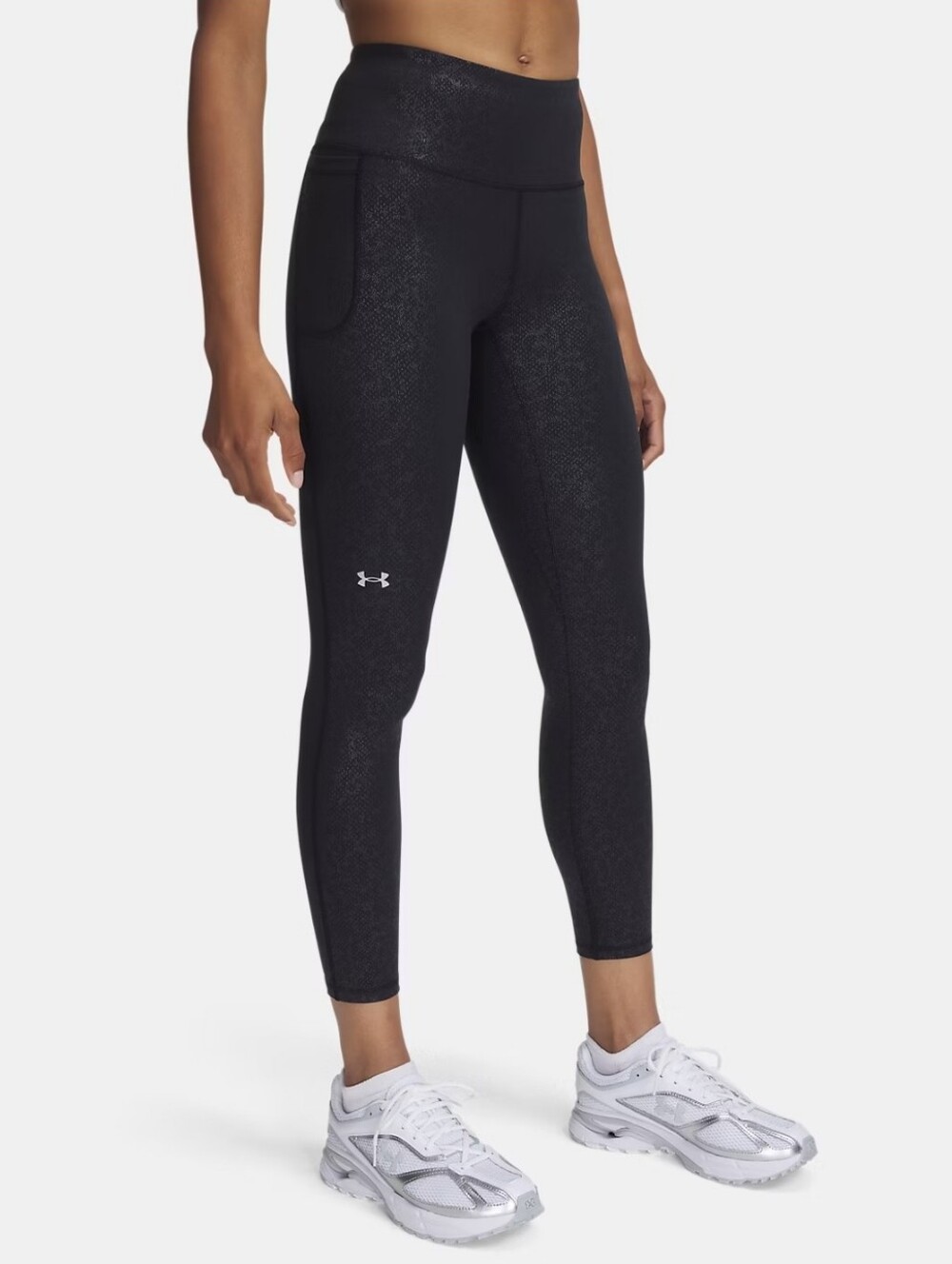 Under Armour Motion Gloss Ankle Leggings Women's L Black Metallic High Rise NWT